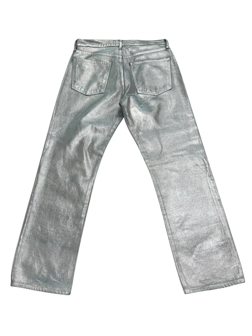 AGOLDE Women’s Silver Jeans 90s Mid Rise Loose Fit Tinfoil Denim Size 29 - Picture 7 of 11